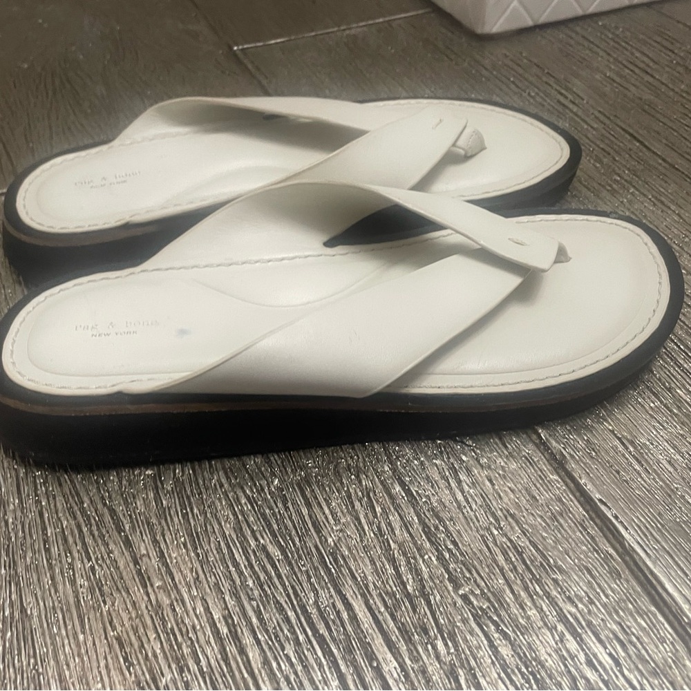 Rag &Bone Leather slides neutral in color size 37.5 - Picture 3 of 6